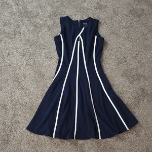 Gabby Skye Navy Dress with‎ White Stripes